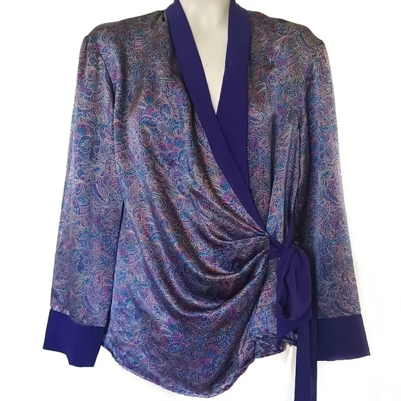 VINTAGE VICTORIA'S Secret Gold Label Satin Wrap Pajama Top Indie Sleeze S - Picture 5 of 5